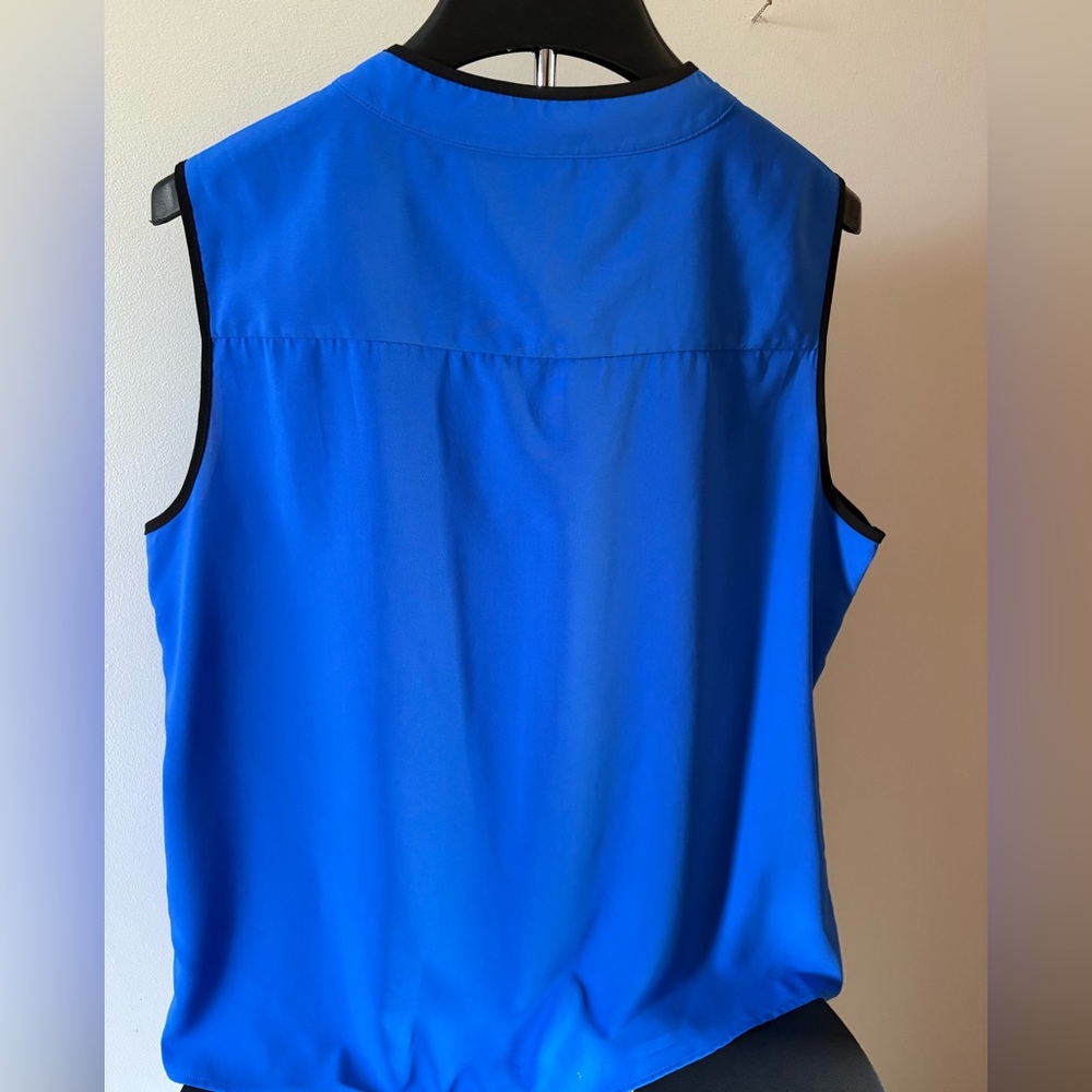 Calvin Klein Designer Blue Ruffled Sleeveless Blouse XL - Picture 4 of 5